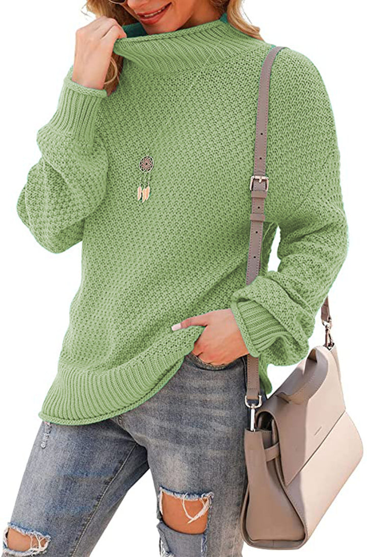 Pull en tricot pour femmes avec col montant et aspect texturé Chic & Stil