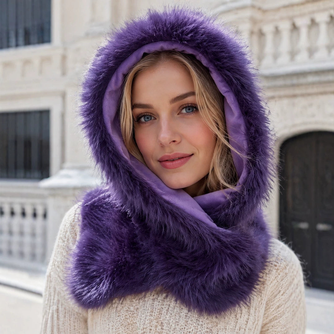 Women's hooded scarf with bear ears and integrated loop scarf Amarae