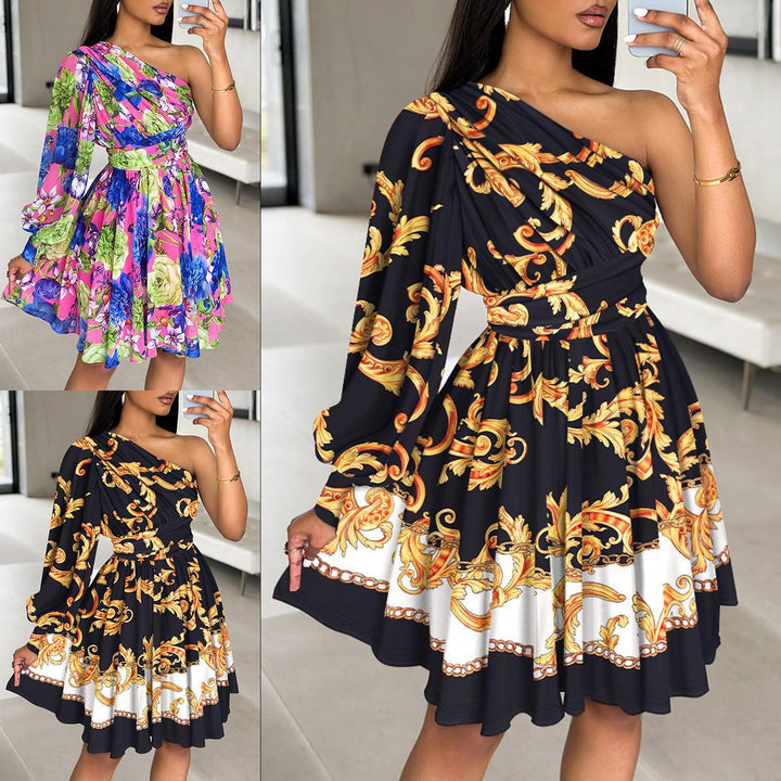 Asymmetrical maxi dress for women with a delicate floral pattern Lune London