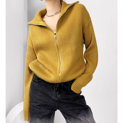 Amarae women's high collar zip-up knit jacket