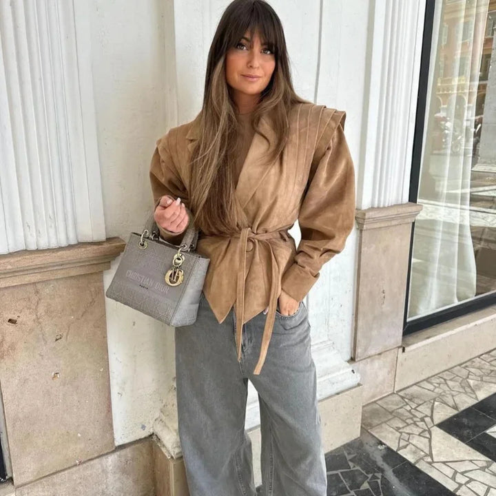 Blazer en Suède Élégant et Ajusté pour Femme Chic & Stil