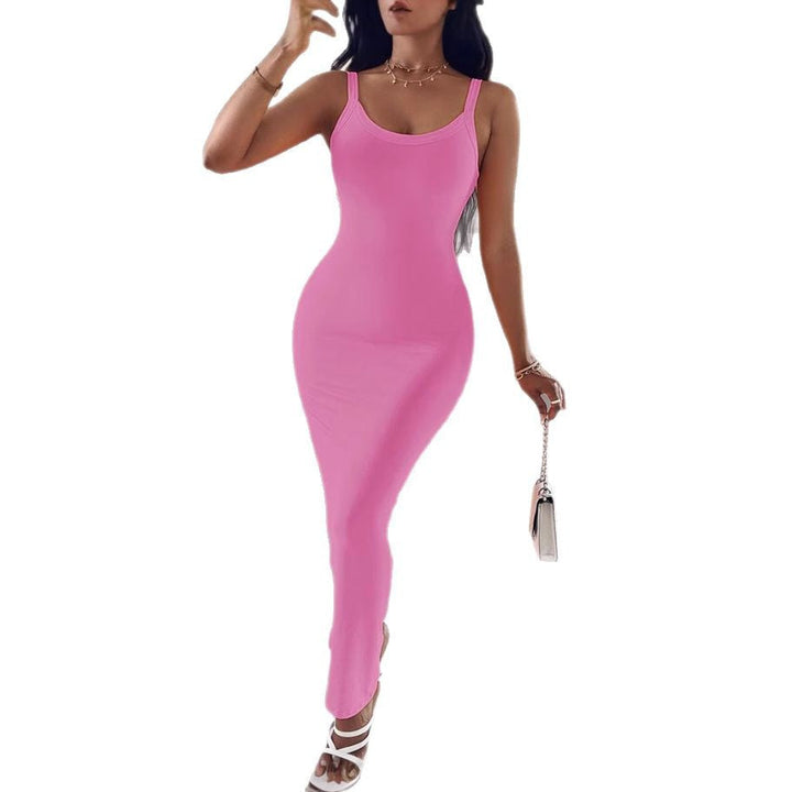 Ladies Figure-Hugging Maxi Dress with Slim Straps and Sophisticated Cut Lune London