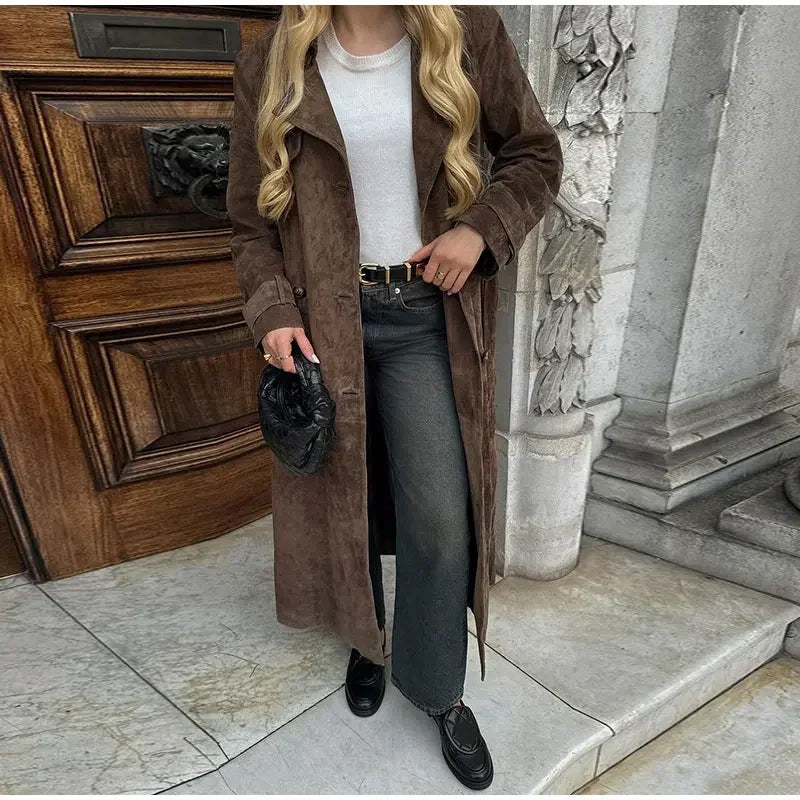 Lune London Fashionable Suede Trench Coat for Women