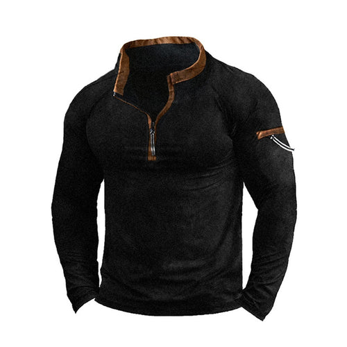 Men's sweater with half-zip closure and practical pockets Amarae