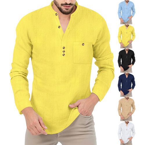 Casual long-sleeve shirt for men with button placket and chest pocket Amarae