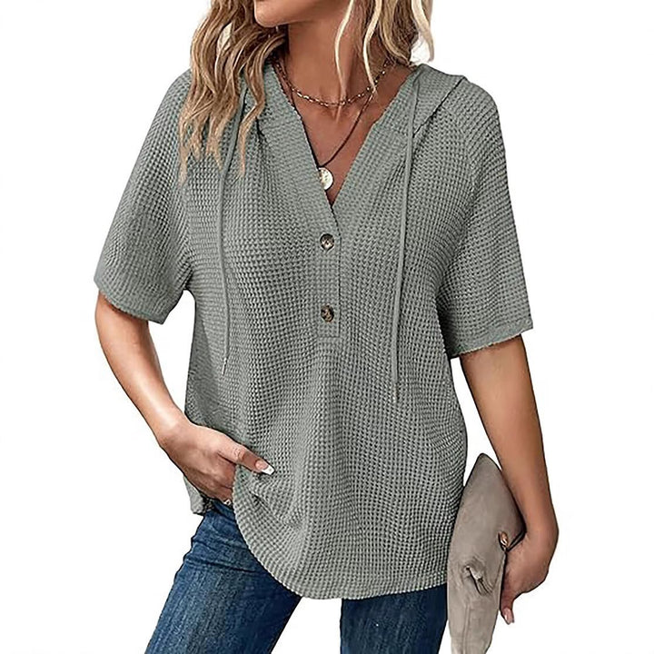 Casual oversized hoodie T-shirt for women with button detail Lune London