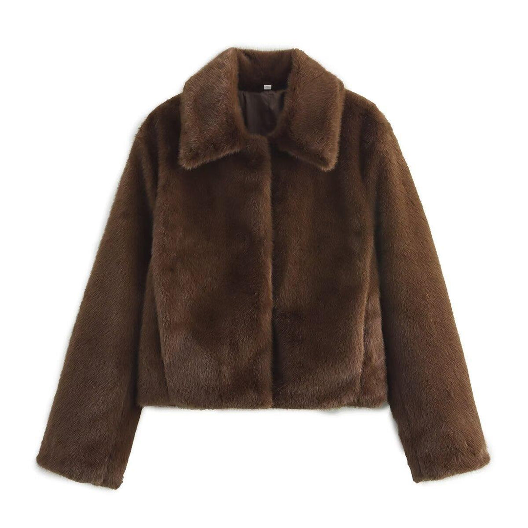 Ladies faux fur jacket with classic lapels and soft interior Amarae