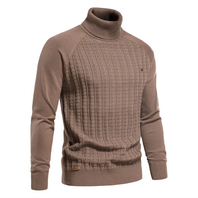 Knit sweater for men with trendy high collar and textured design Lune London