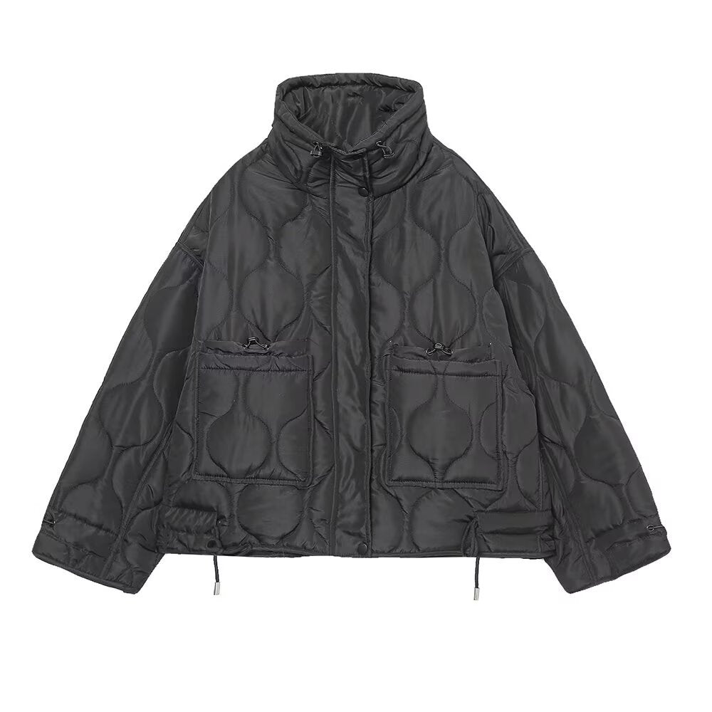 Women's quilted jacket with standing collar oversized short jacket with drawstring Amarae