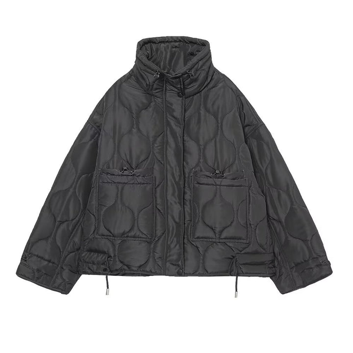 Women's quilted jacket with standing collar oversized short jacket with drawstring Amarae