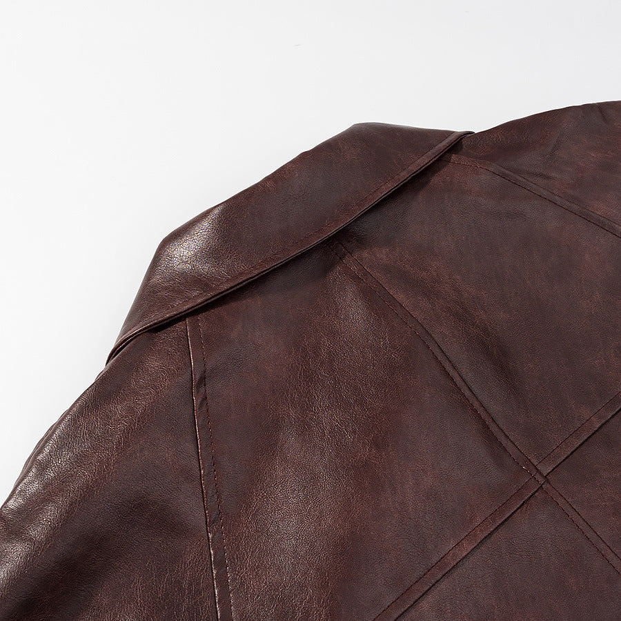 Fashionable synthetic leather jacket for women with structured seams and stylish flap pockets Lune London