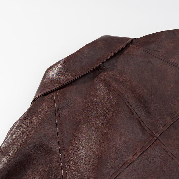 Fashionable synthetic leather jacket for women with structured seams and stylish flap pockets Lune London