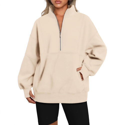 Sporty hoodie top for women with high collar and zip Amarae