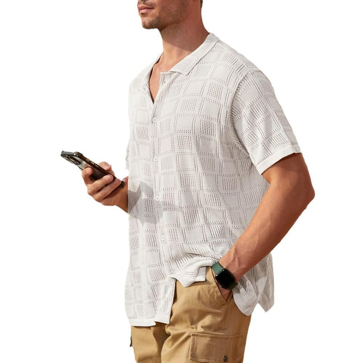 Casual short-sleeve shirt for men with textured pattern Amarae