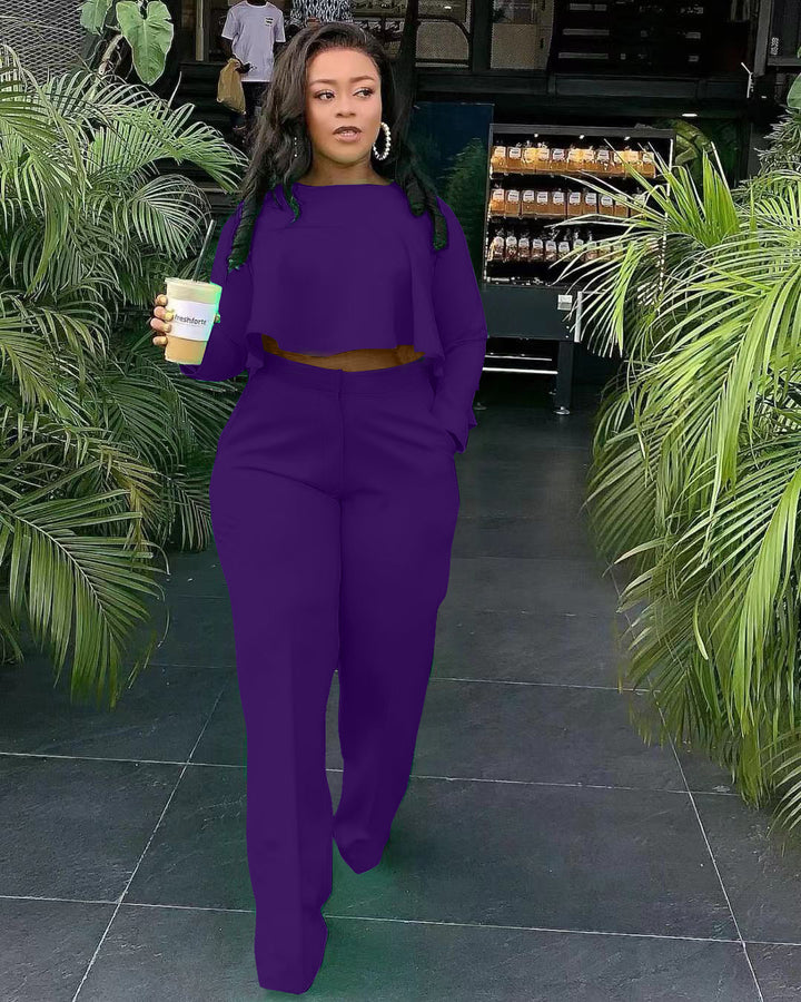 Ladies elegant cropped set with wide leg pants Lune London