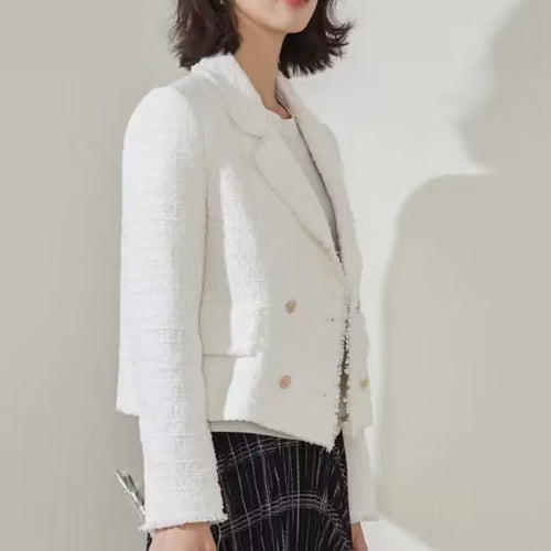 Elegant ladies crossover blazer jacket with textured fabric Amarae