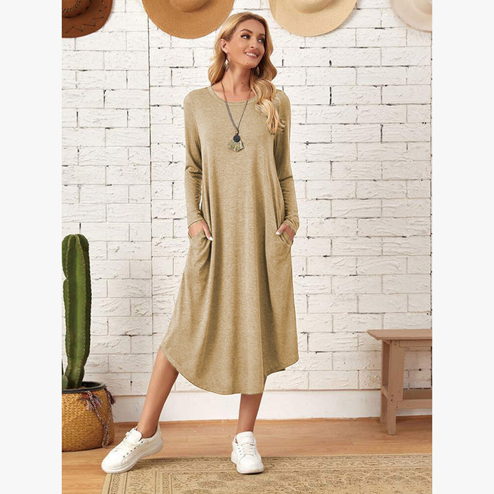 Casual long dress with long sleeves for women with practical pockets Lune London