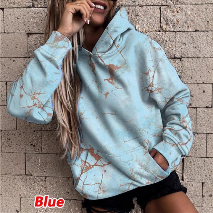 Women's hoodie with stylish marble pattern Lune London