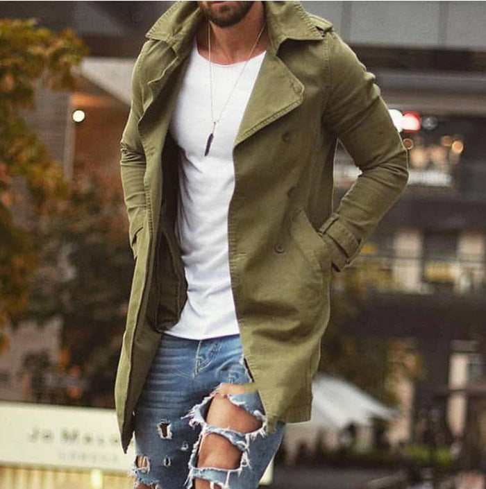 Casual trench coat for men with double-breasted buttons and elegant flap Amarae