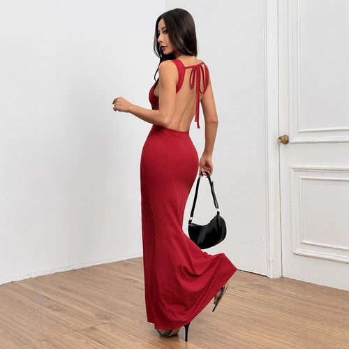 Robe maxi côtelée ajustée pour femmes avec élégante encolure ronde Chic & Stil