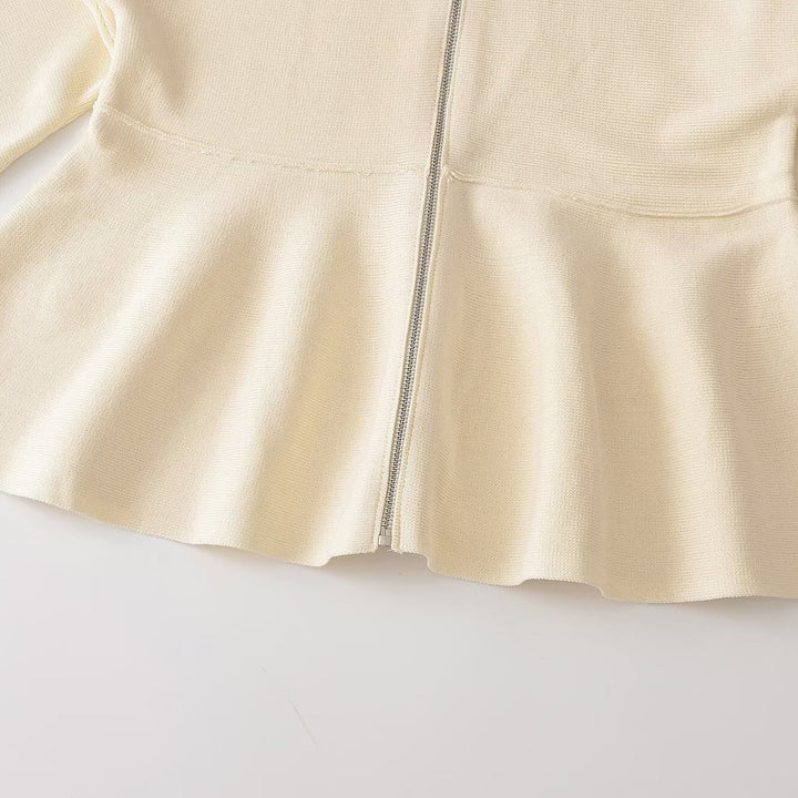 Women’s structure knit A-line cardigan with zip and stand-up collar Amarae