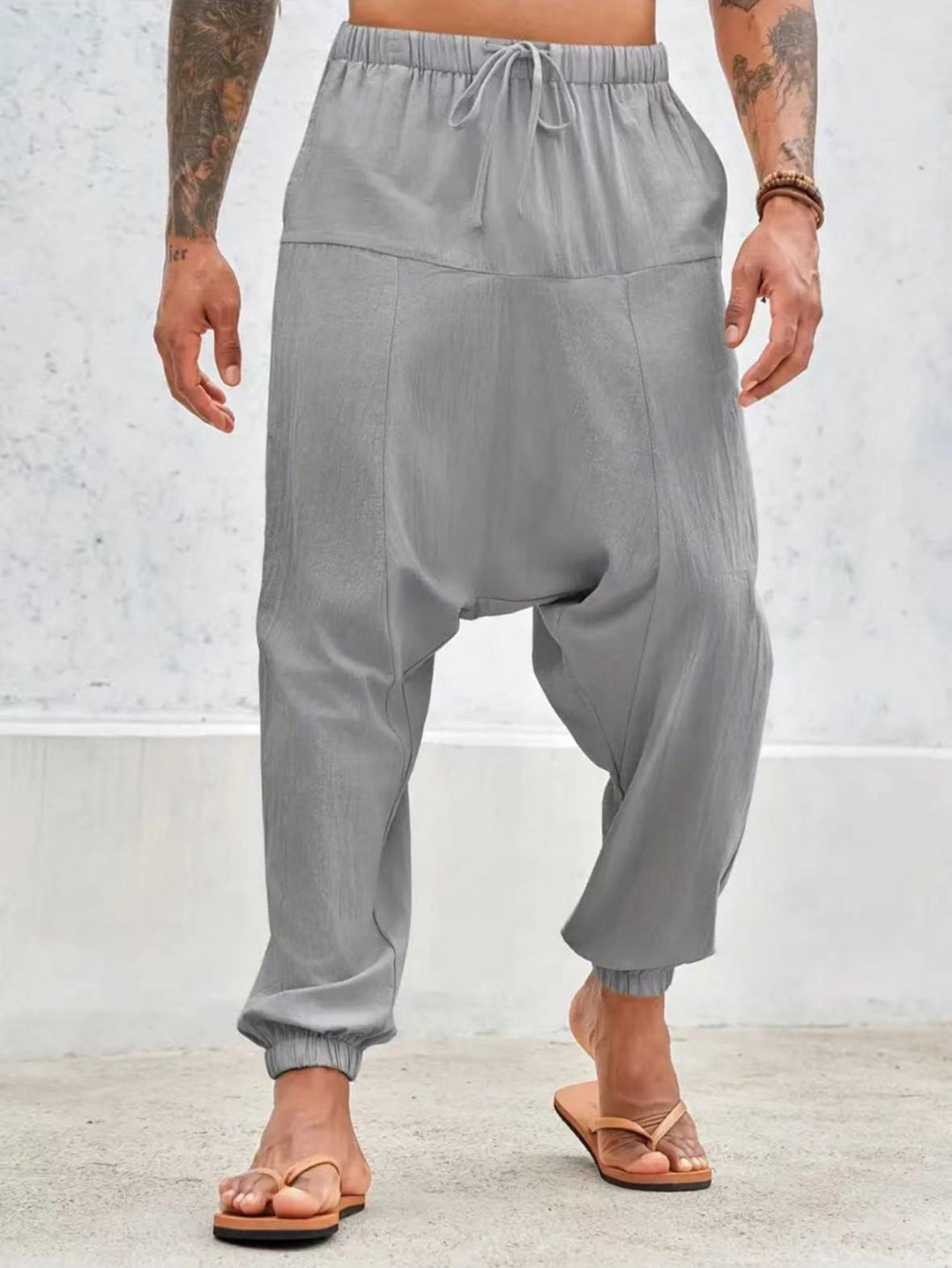Casual harem pants for men with elastic waist and side pockets Lune London