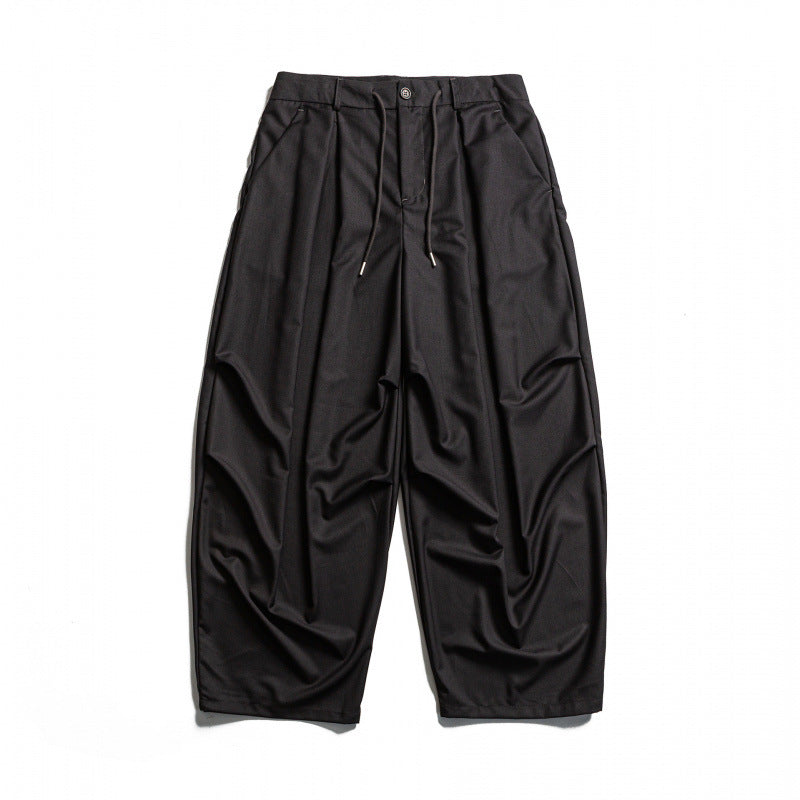 Men's Wide Pleated Baggy Pants with Pleats and Drawstring Amarae