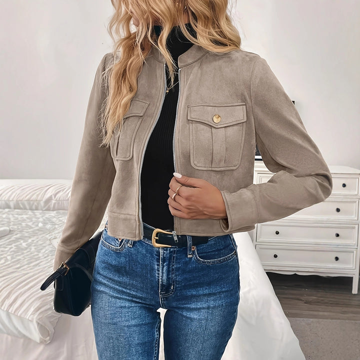 Fashionable short women's jacket in high-quality faux leather with practical pockets Lune London