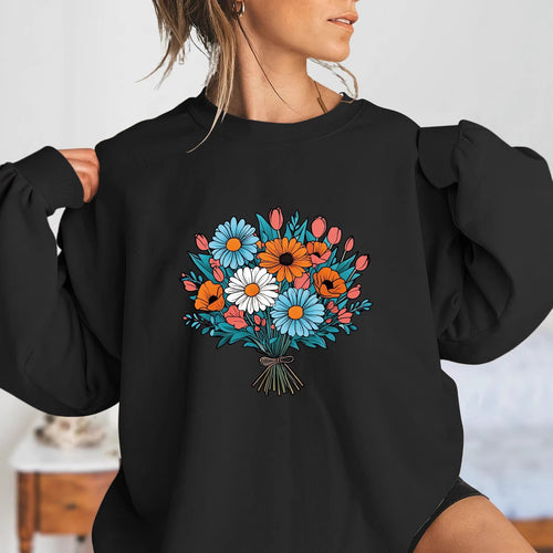 Sweatshirt surdimensionné pour femmes avec détails graphiques floraux Chic & Stil