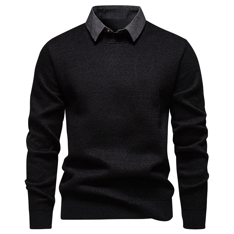 Fine knit sweater for men with modern collar design Lune London