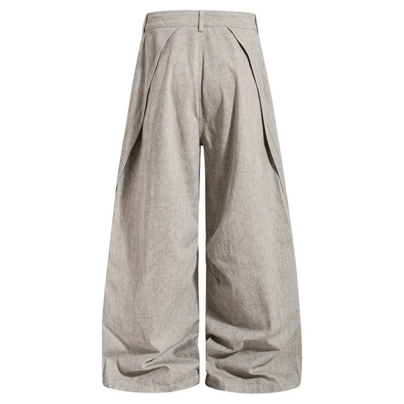 Women Wide Draped Culotte Cargo Pants with High Waist and Zip Pockets Amarae
