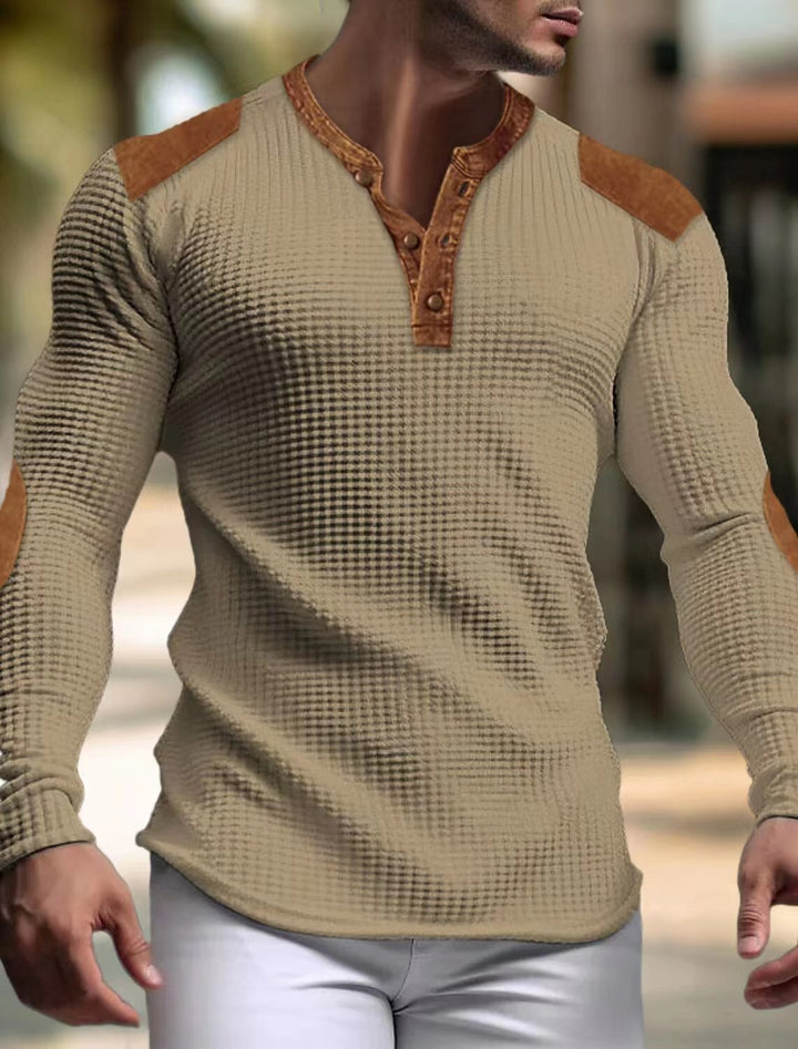 Structured long-sleeve shirt for men with trendy leather applications Lune London