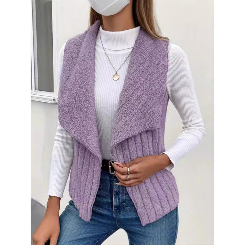 Ladies Comfortable Fleece Jacket with Asymmetrical Collar and Casual Cut Lune London