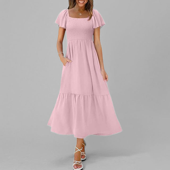 Robe maxi pour femmes avec un décolleté carré élégant et des manches volumineuses Chic & Stil