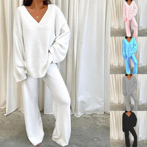 Ladies comfortable V-neck knitted jumpsuit with wide leg Amarae