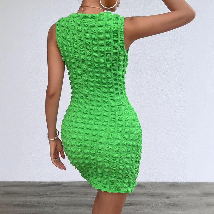 Women's short fitted dress with textured material Lune London