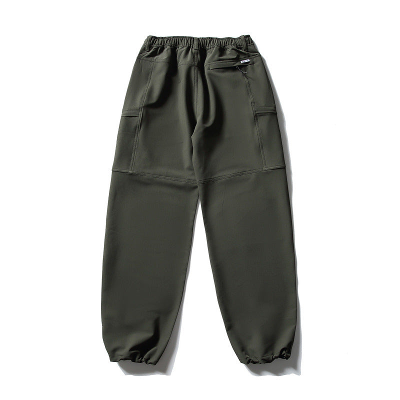 Men's Technical Cargo Casual Pants with Elastic Waistband, Knee Panels, and Zipper Pockets Amarae
