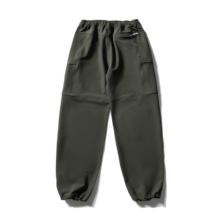 Men's Technical Cargo Casual Pants with Elastic Waistband, Knee Panels, and Zipper Pockets Amarae