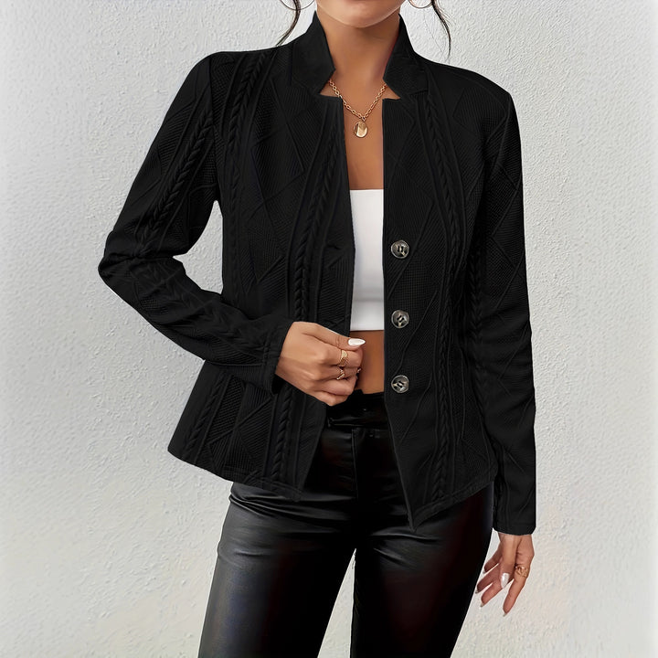 Ladies structured blazer with cable pattern and stand-up collar Amarae