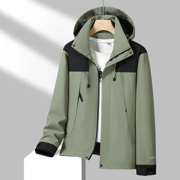 Men's Lightweight Softshell Jacket with Contrast Shoulder, Adjustable Hood and Water-Repellent Membrane Amarae