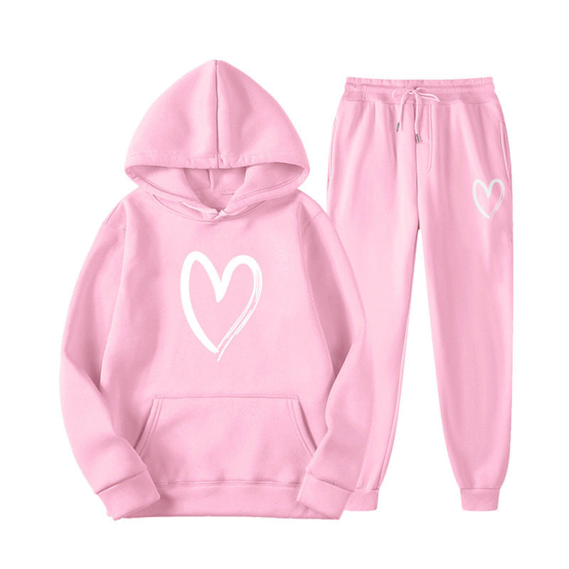 Women's sweatsuit with kangaroo pocket and heart-shaped print Lune London