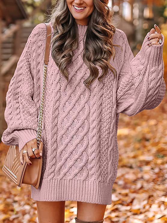 Ladies chunky knit sweater with twisted pattern Lune London
