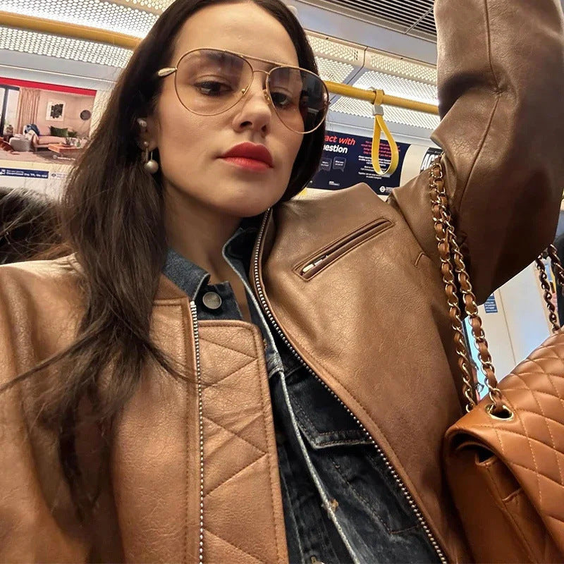 Casual bomber jacket for women in high-quality faux leather Lune London