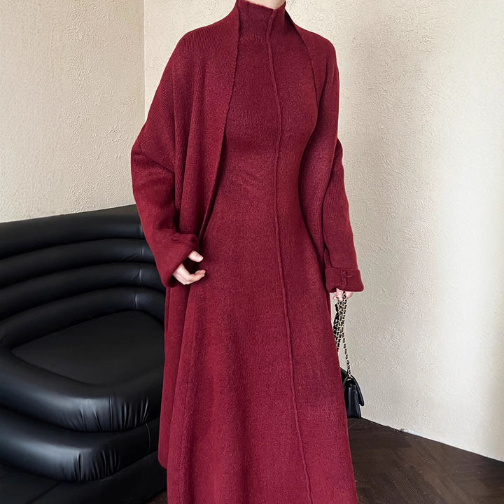 Robe maxi femme avec col montant et manches tombantes Chic & Stil