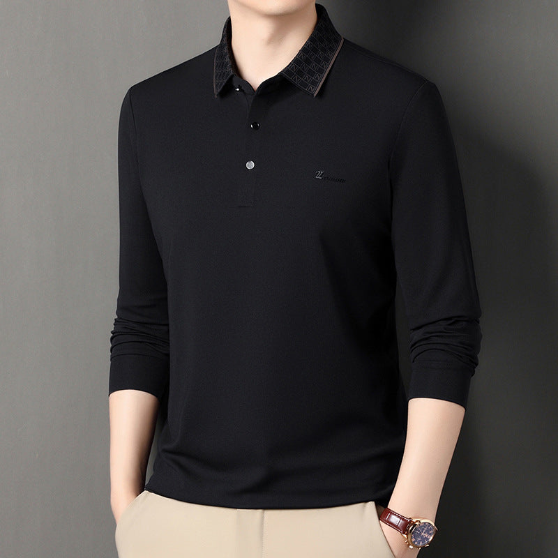 Men's Long Sleeve Polo with Structured Collar and Functional Design Lune London