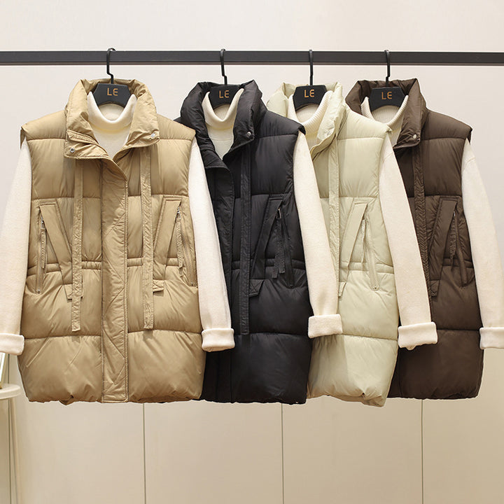 Quilted women's gilet with high collar and practical pockets Lune London