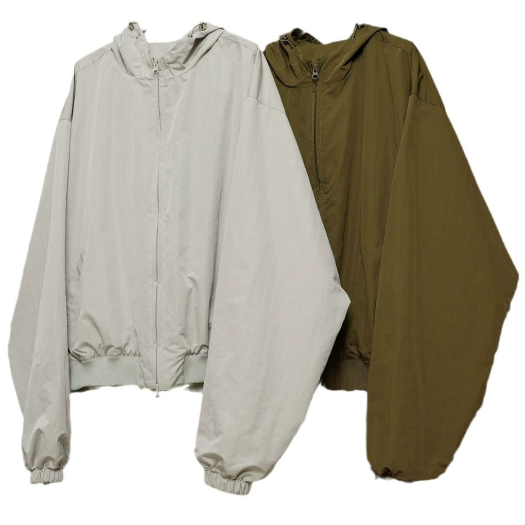 Women's Lightweight Oversized Windbreaker Bomber with Drawstring Hood and Ribbed Hem Amarae