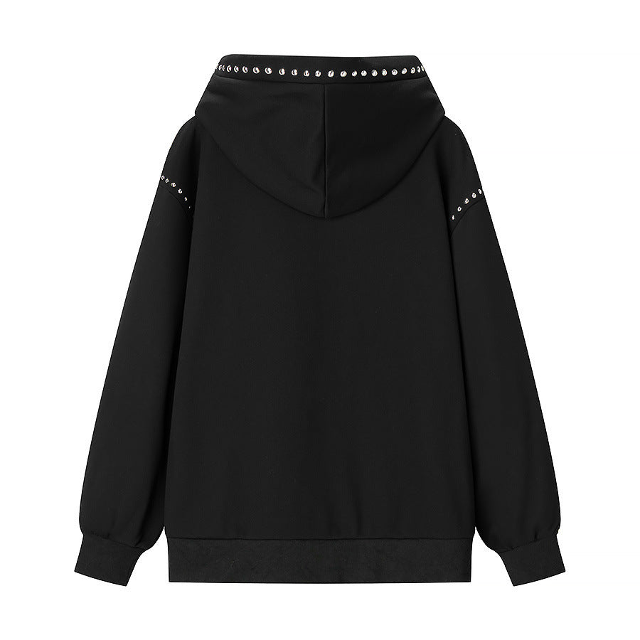 Ladies Oversized Hoodie with Studded Details and Soft Cuffs Amarae