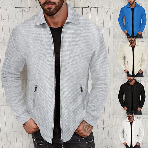 Men's leisure jacket with textured design and double zipper Amarae