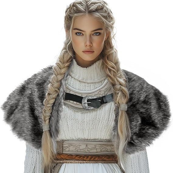 Women's Short Faux Fur Shoulder Cape with Bolero-Like Silhouette Amarae